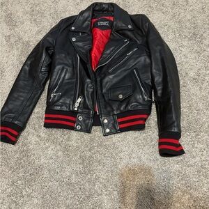 STRAIGHT TO HELL Black Leather Jacket, Small